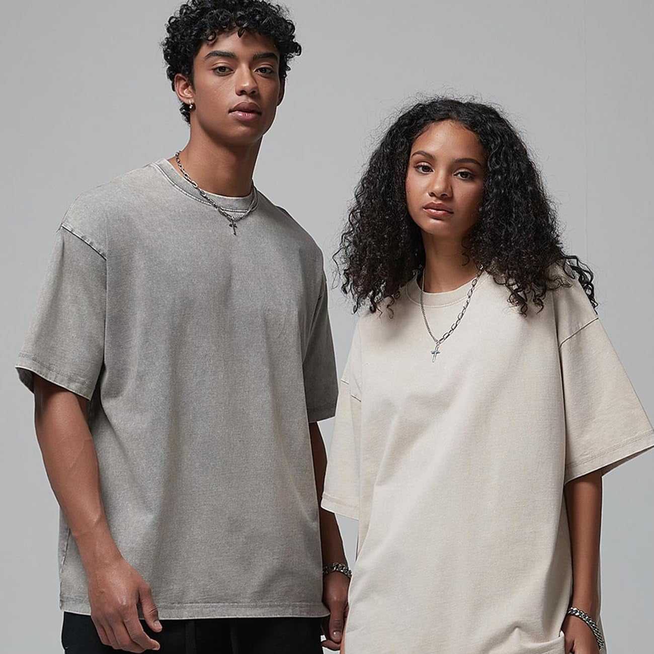 T-shirt (Washed Distressed Vintage Loose Dropped Shoulder)