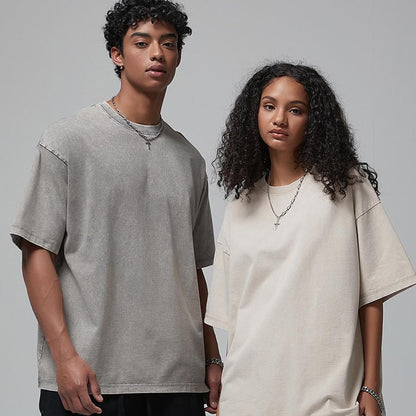 T-shirt (Washed Distressed Vintage Loose Dropped Shoulder)