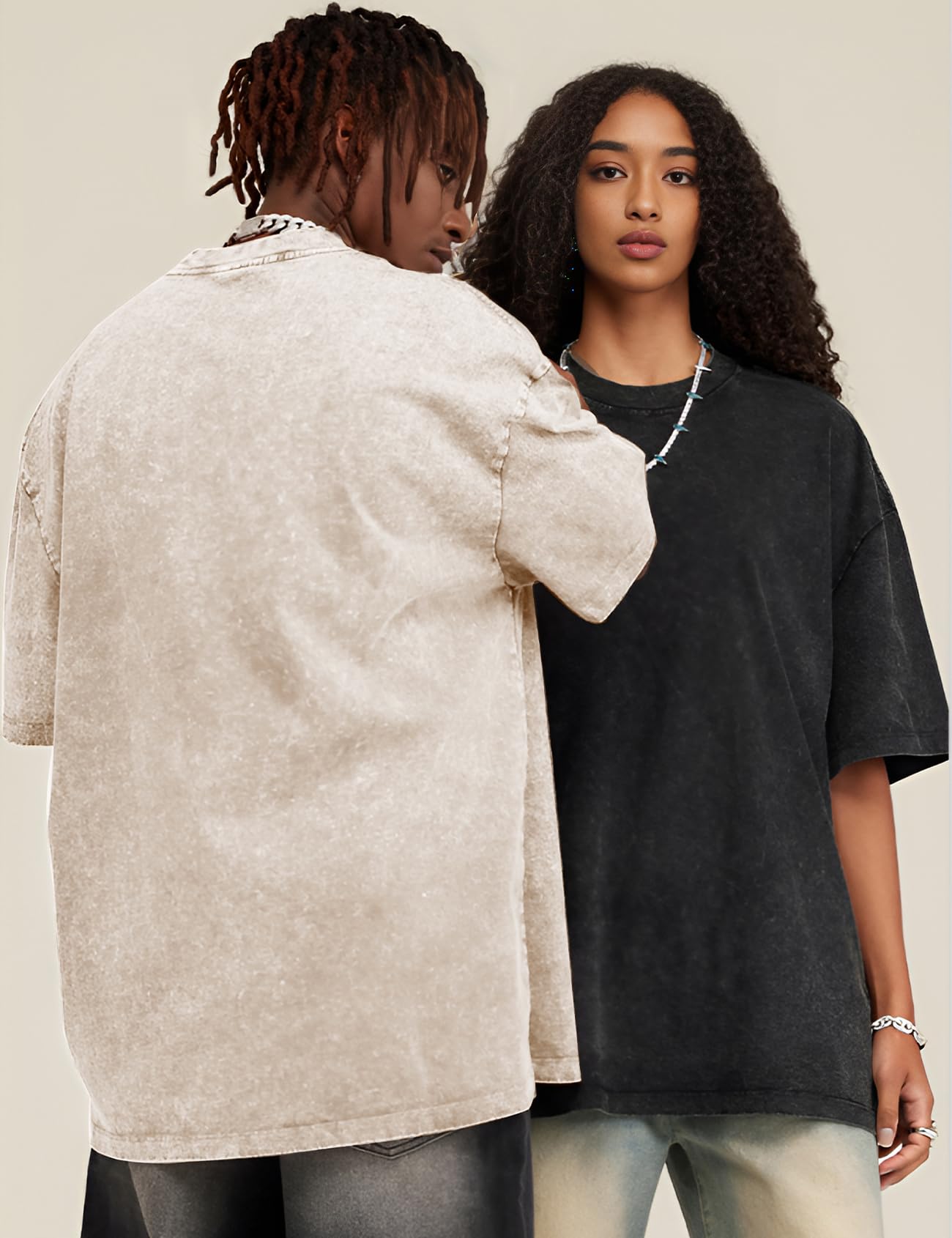 T-shirt (Washed Distressed Vintage Loose Dropped Shoulder)