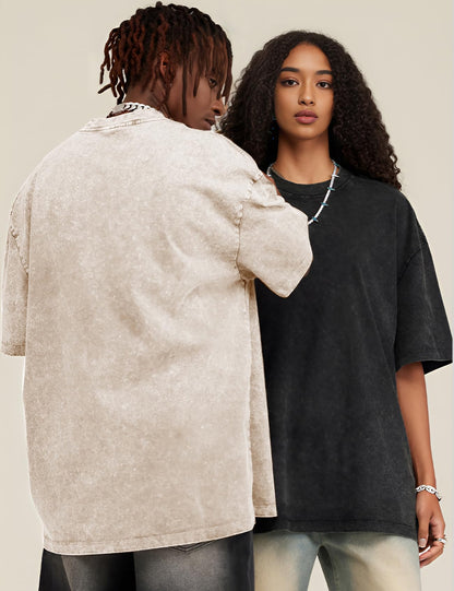 T-shirt (Washed Distressed Vintage Loose Dropped Shoulder)