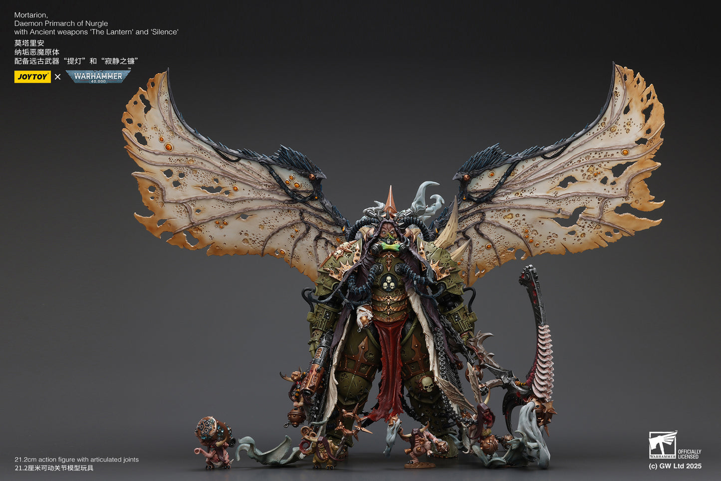 Mortarion, Daemon Primarch of Nurgle with Ancient weapons‘The Lantern' and ‘Silence' - "Warhammer 40K" 1/18 Action Figure By JOYTOY
