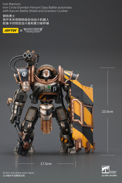 Iron Warriors Iron Circle Domitar-Ferrum Class Battle-automata with Karceri Battle Shield and Graviton Crusher- Warhammer "The Horus Heresy" Action Figure By JOYTOY