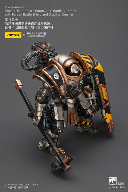 Iron Warriors Iron Circle Domitar-Ferrum Class Battle-automata with Karceri Battle Shield and Graviton Crusher- Warhammer "The Horus Heresy" Action Figure By JOYTOY