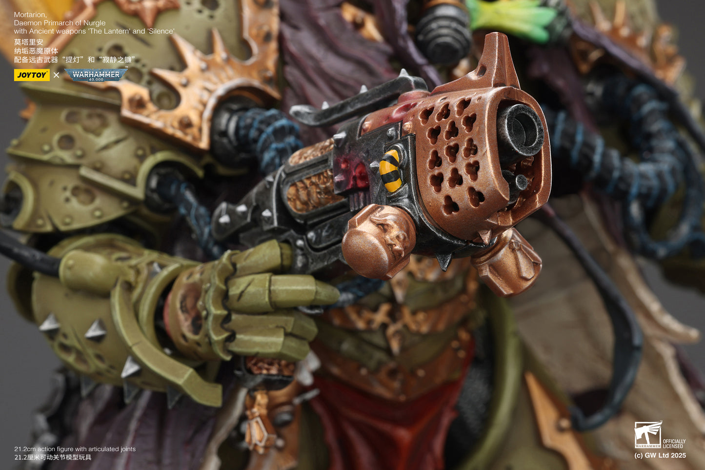 Mortarion, Daemon Primarch of Nurgle with Ancient weapons‘The Lantern' and ‘Silence' - "Warhammer 40K" 1/18 Action Figure By JOYTOY