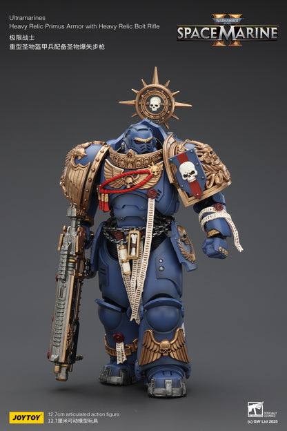 Ultramarines Heavy Relic Primus Armor with Heavy Relic Bolt Rifle - "Warhammer 40,000" 1/18 Action Figure By JOYTOY