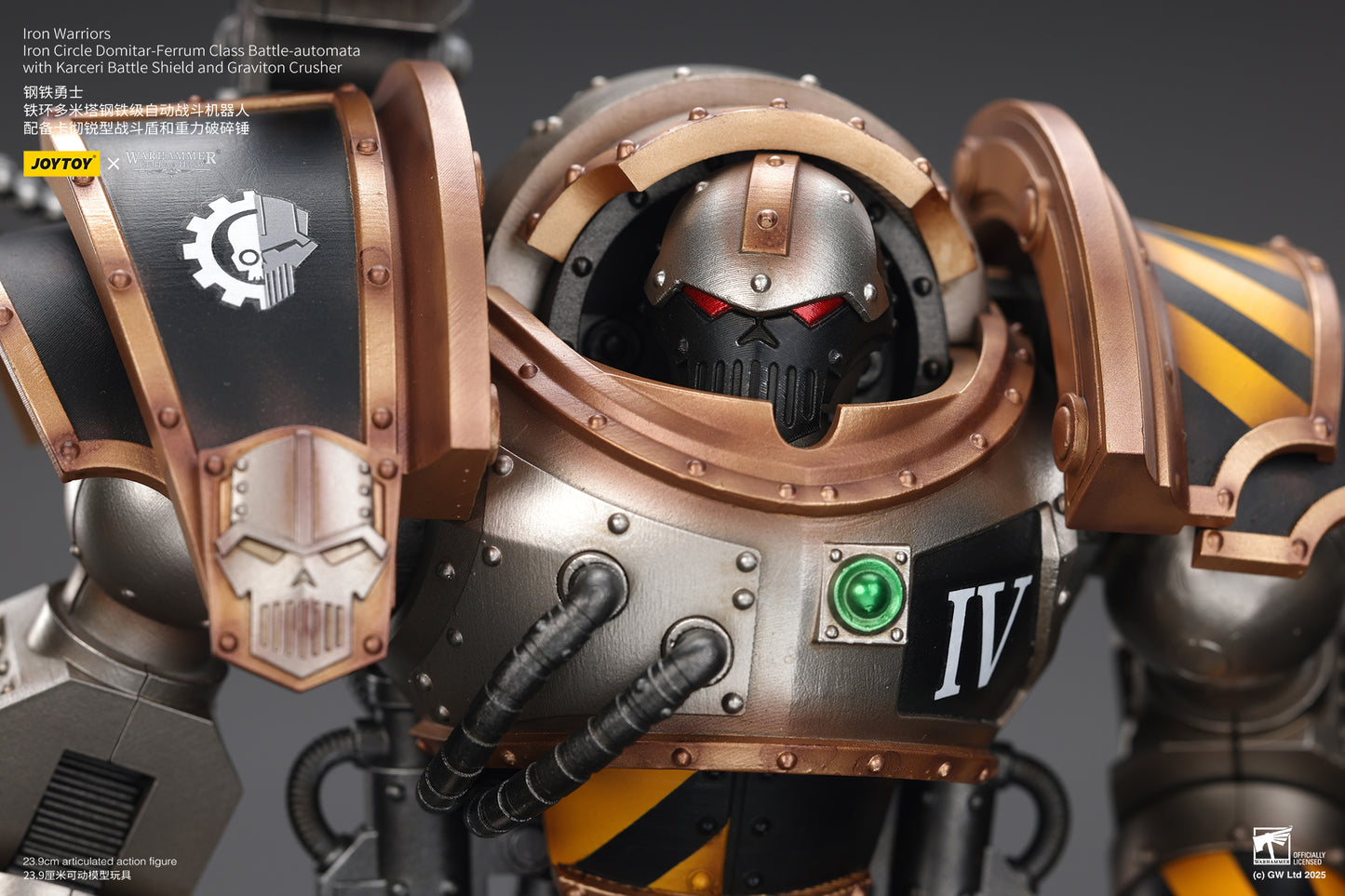 Iron Warriors Iron Circle Domitar-Ferrum Class Battle-automata with Karceri Battle Shield and Graviton Crusher- Warhammer "The Horus Heresy" Action Figure By JOYTOY