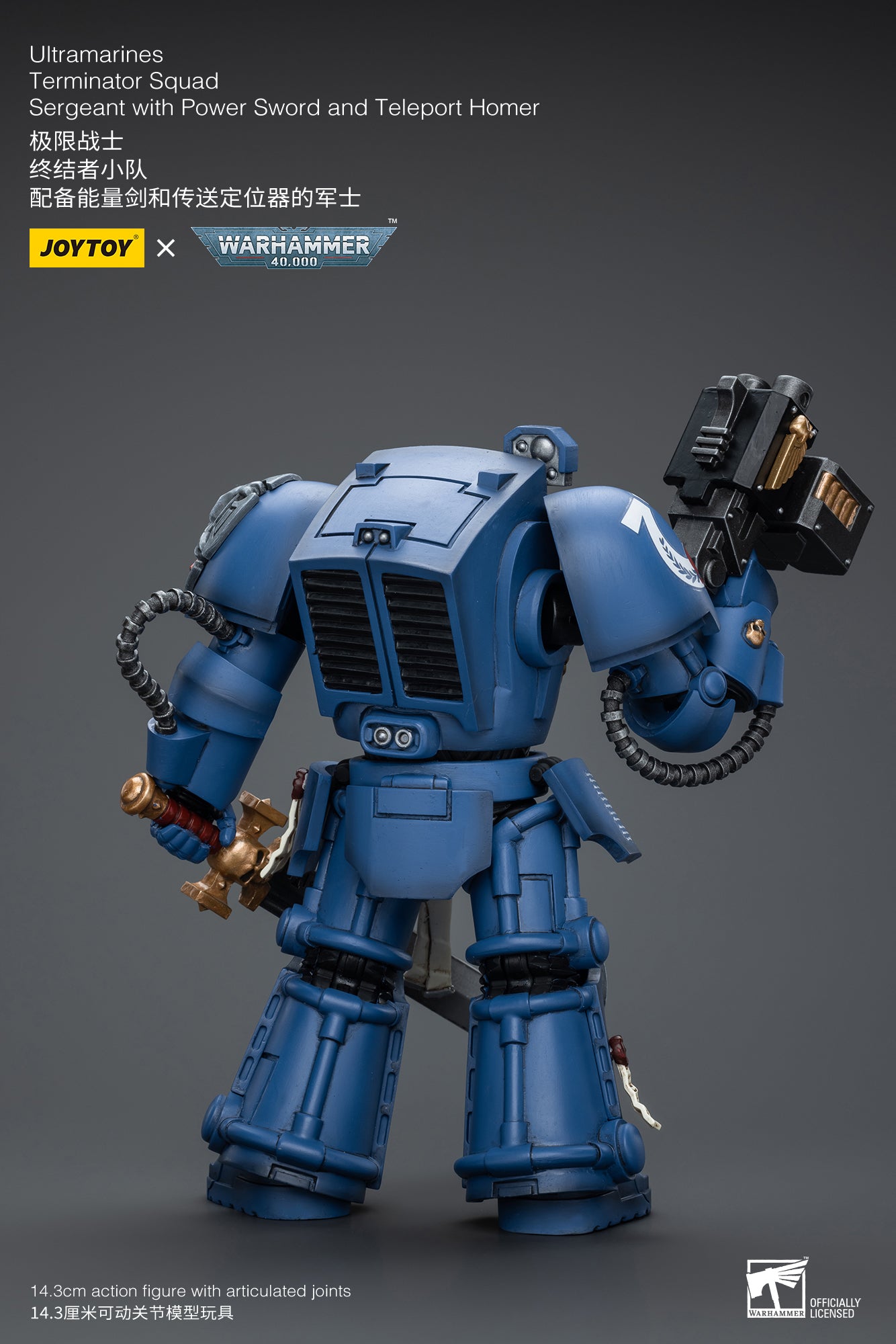 Ultramarines Terminator Squad Sergeant with Power Sword and Teleport Homer- Warhammer 40K Action Figure By JOYTOY