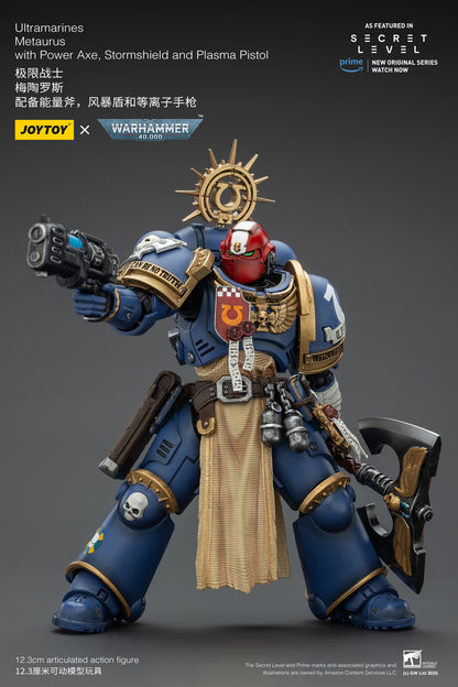 (Re-Run)Ultramarines Metaurus with Power Axe, Stormshield and Plasma Pistol- "Warhammer 40K" 1/18 Action Figure By JOYTOY