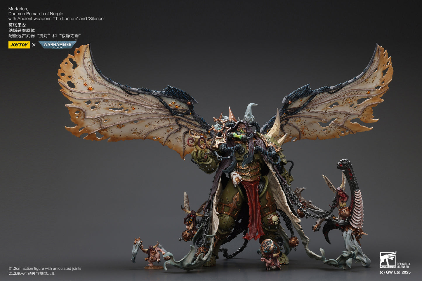 Mortarion, Daemon Primarch of Nurgle with Ancient weapons‘The Lantern' and ‘Silence' - "Warhammer 40K" 1/18 Action Figure By JOYTOY