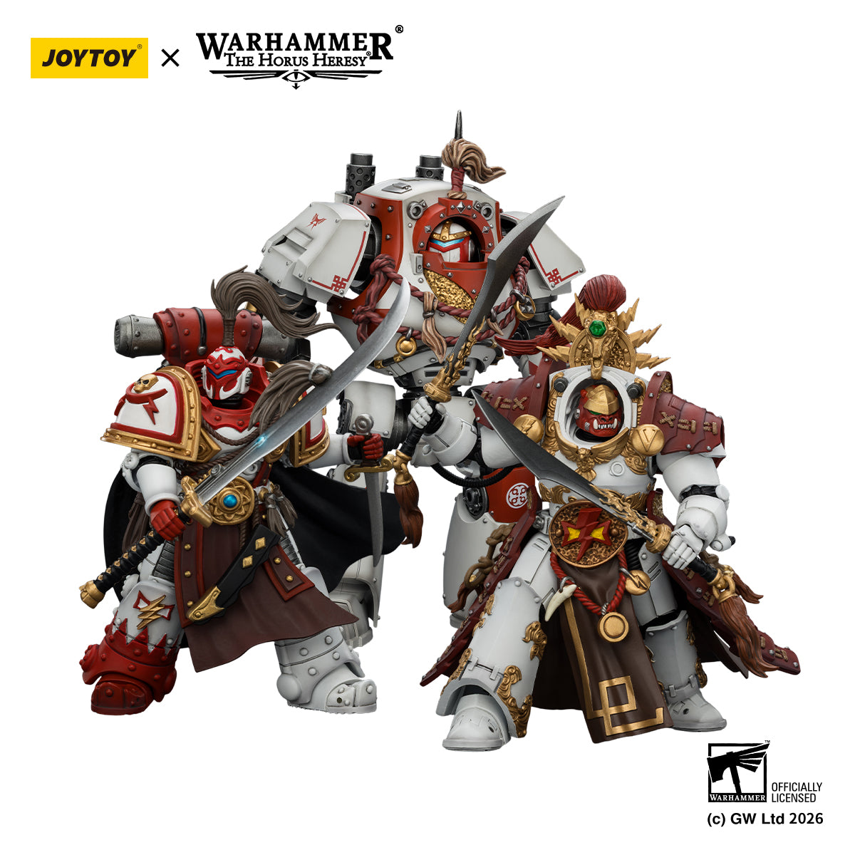 White Scars Qin Xa & Hibou Khan &Contemptor Dreadnought-Warhammer 40k 1/18 Action Figure By JOYTOY