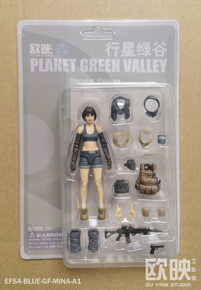 EFSA - Security Forces Blue Wing Group and General Figure - 1/18 Action Figure By Planet Green Valley