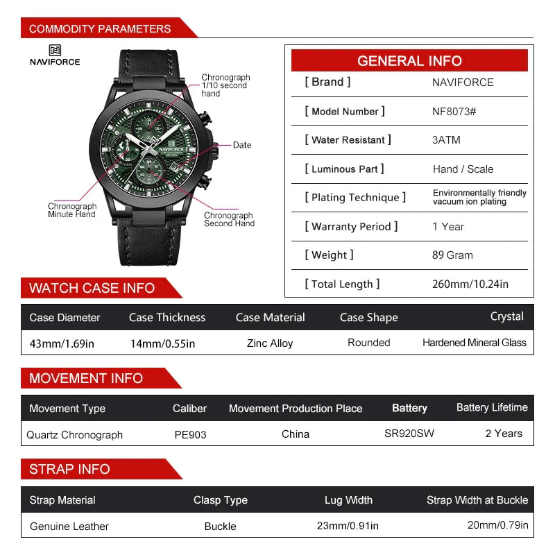 NAVIFORCE 8073 Business Waterproof  Quartz Watch.