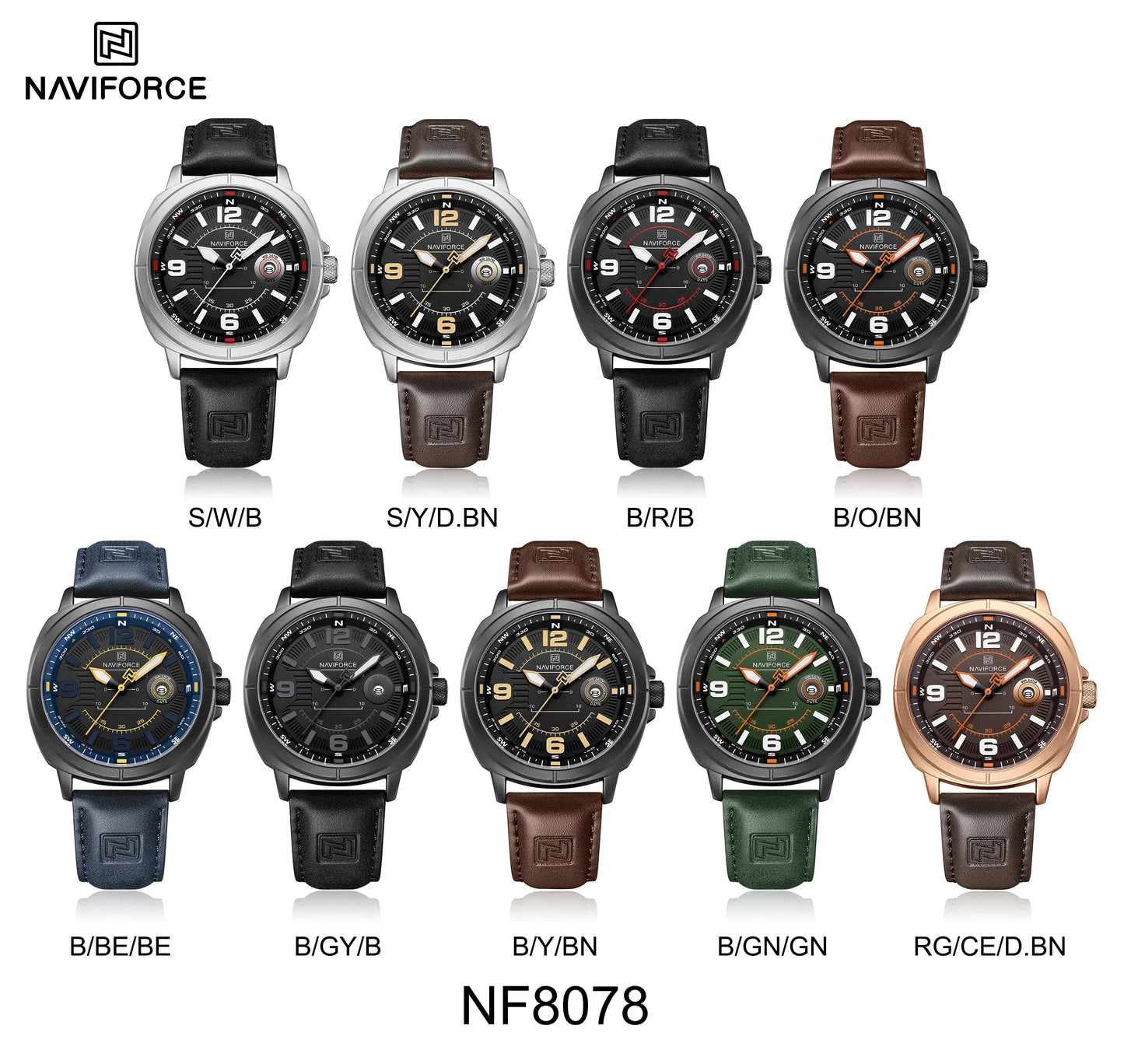 NAVIFORCE Watch 8078 New Fashion Quartz Wristwatch for Men.