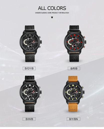 NAVIFORCE-9068 luxury leather quartz watch