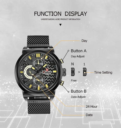 NAVIFORCE-9068 luxury leather quartz watch