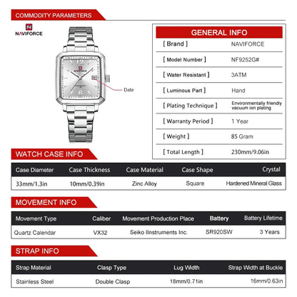 NAVIFORCE Watch 9252 Business Waterproof  Quartz Watch.