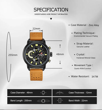 NAVIFORCE-9068 luxury leather quartz watch