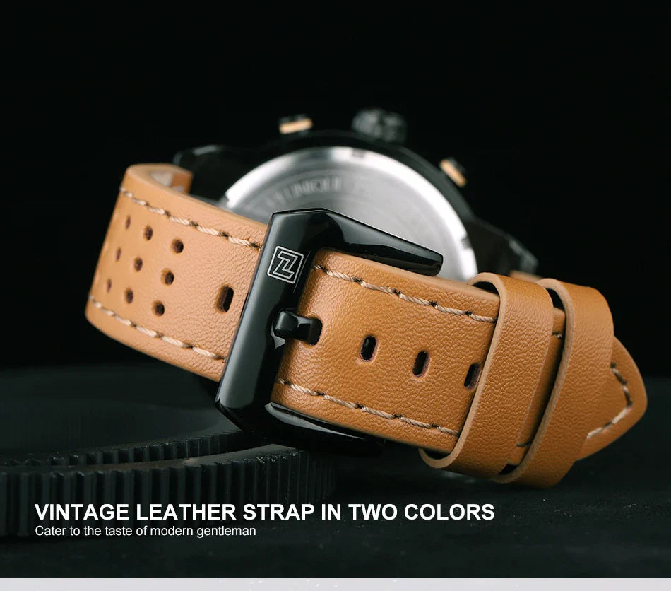 NAVIFORCE-9068 luxury leather quartz watch