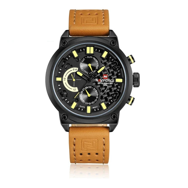 NAVIFORCE-9068 luxury leather quartz watch