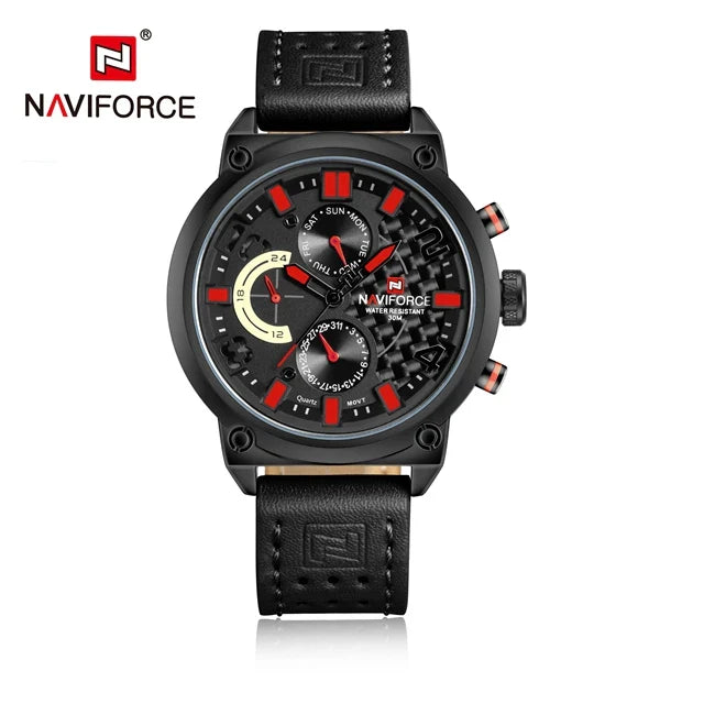NAVIFORCE-9068 luxury leather quartz watch