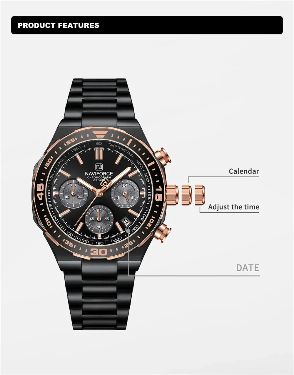 NAVIFORCE 8049-Business Quartz Timepiece for Men