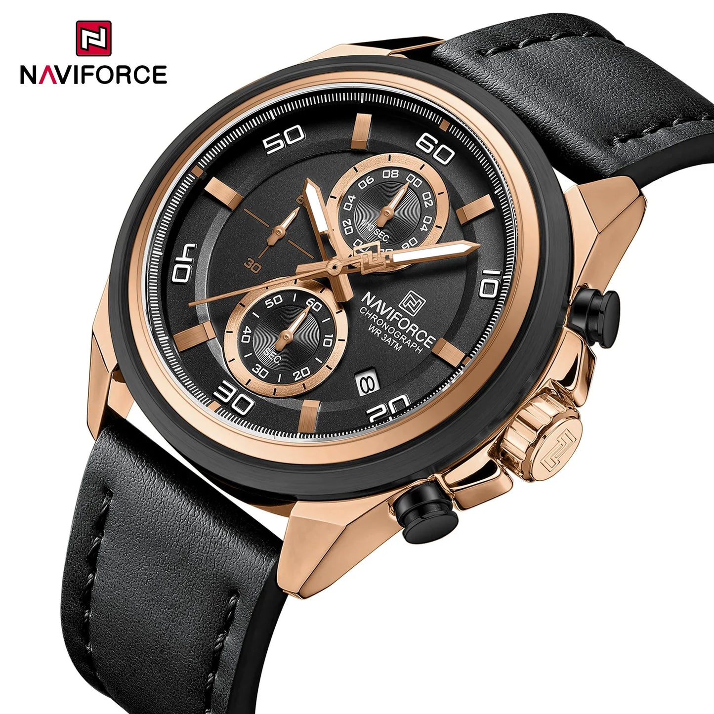 NAVIFORCE Watch 8075 Quartz Fashion Male Leather.
