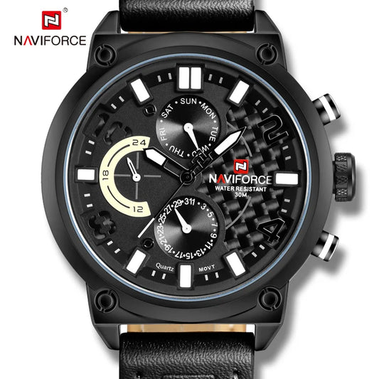NAVIFORCE-9068 luxury leather quartz watch