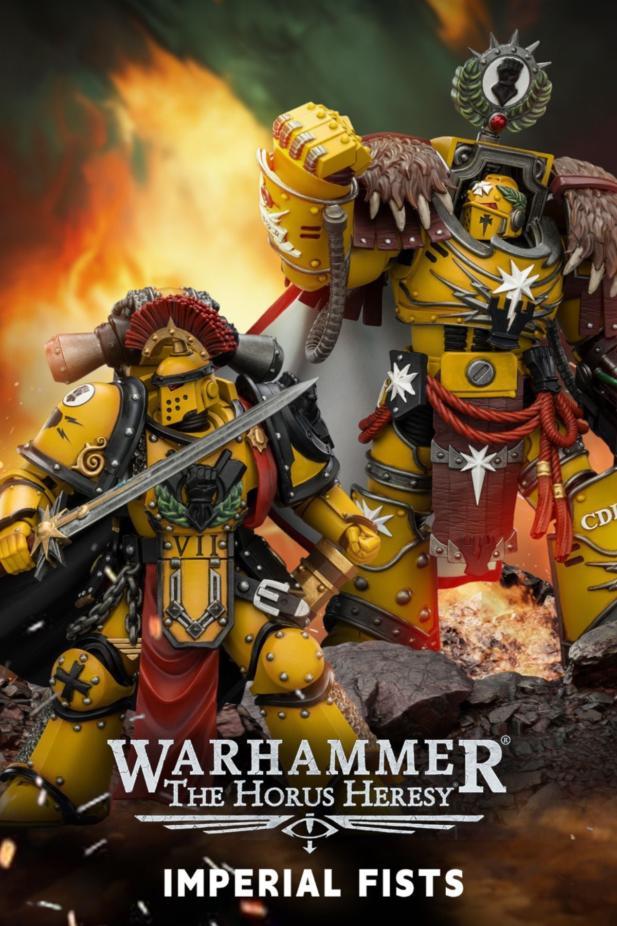 Imperial Fists Lord Castellan Evander Garrius & Legion Praetor in Mk III Armour - "The Horus Heresy" Primarch-Warhammer 40k 1/18 Action Figure By JOYTOY