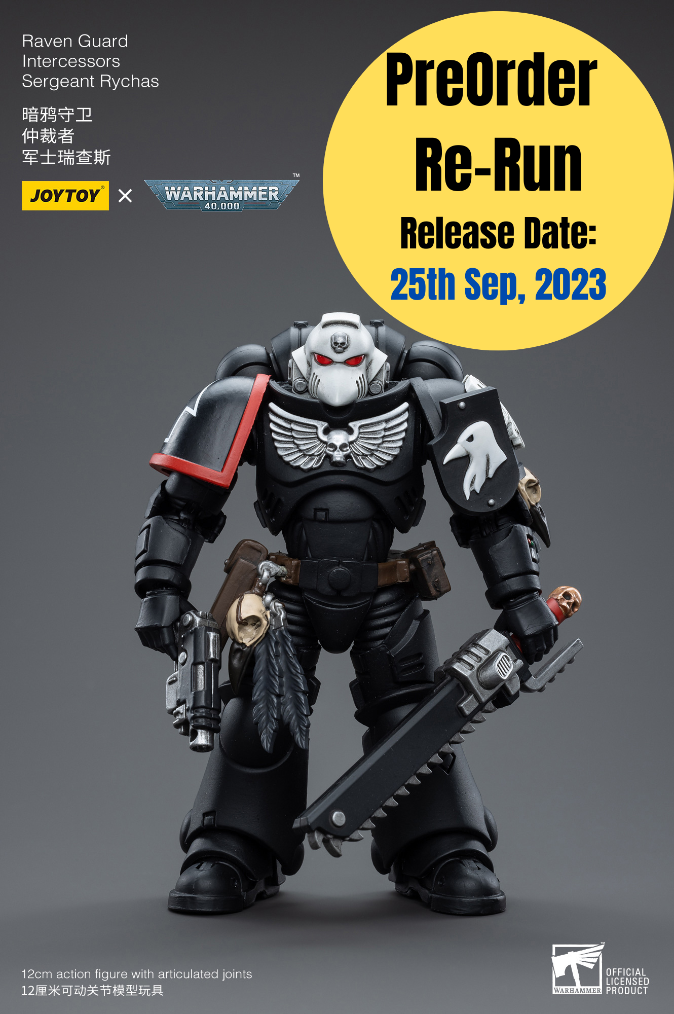 (Fans) Raven Guard Intercessors Sergeant Rychas - Warhammer 40K Action Figure By JOYTOY
