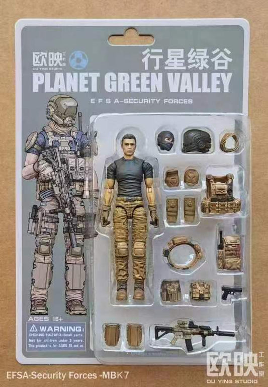 (Rare) EFSA - Security Forces Blue Wing Group - MBK7 - 1/18 Action Figure By Planet Green Valley