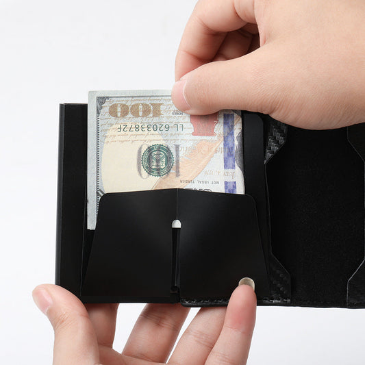 Men's Wallet - Ultra-thin Carbon Fiber RFID Card Holder with Auto-card Ejection