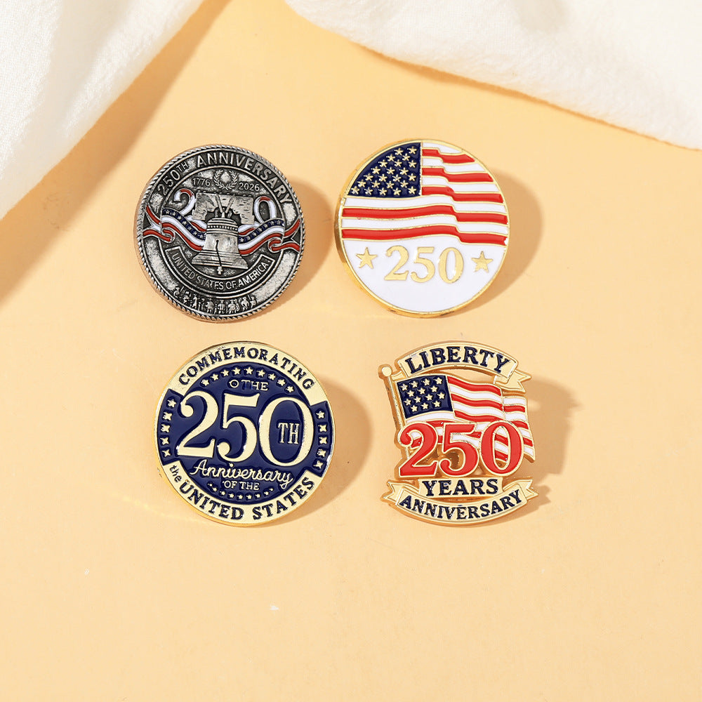 US Flag 250 Travel Enamel Pin for Backpacks  by CAVE