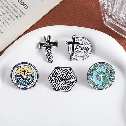 Mountain Cross Travel Enamel Pin for Backpacks  by CAVE