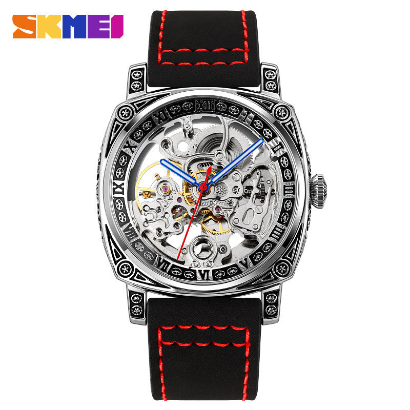 SKMEI Fashion Hollow Carved Square Men's Mechanical Watch-9271