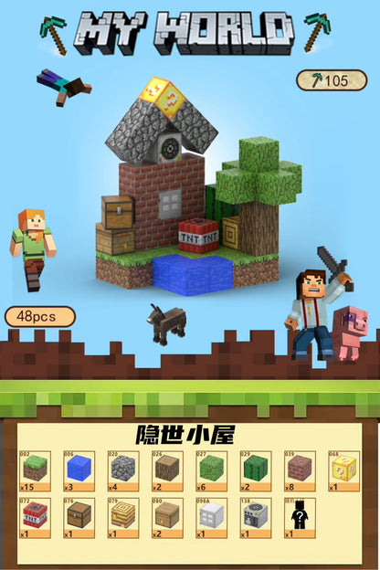 PIXEL CUBE Magnetice- [Hidden Cabin] 48pcs+2 dolls