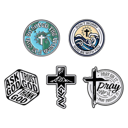Mountain Cross Travel Enamel Pin for Backpacks  by CAVE