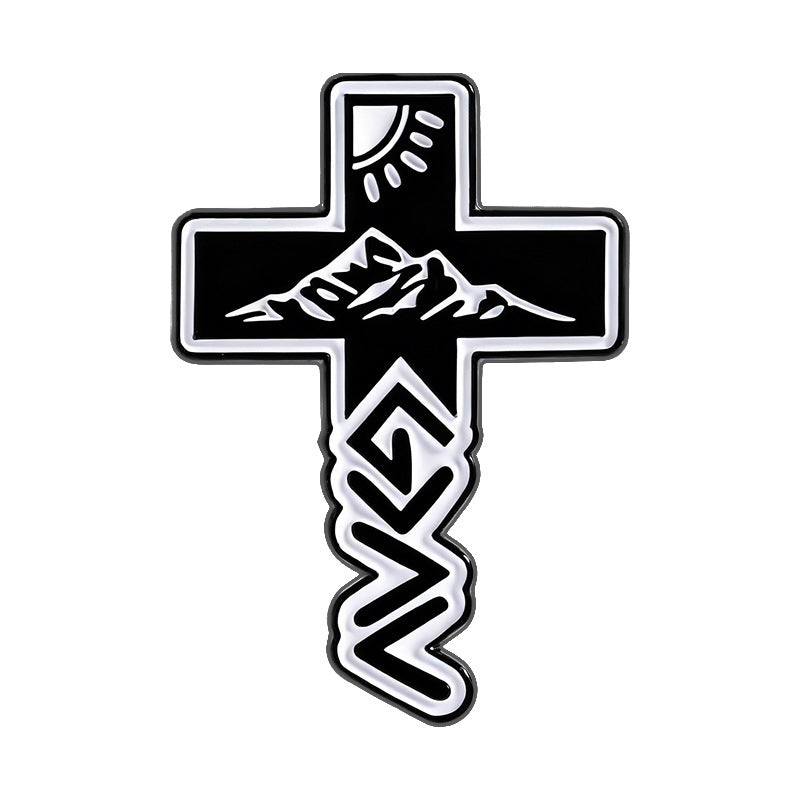 Mountain Cross Travel Enamel Pin for Backpacks  by CAVE