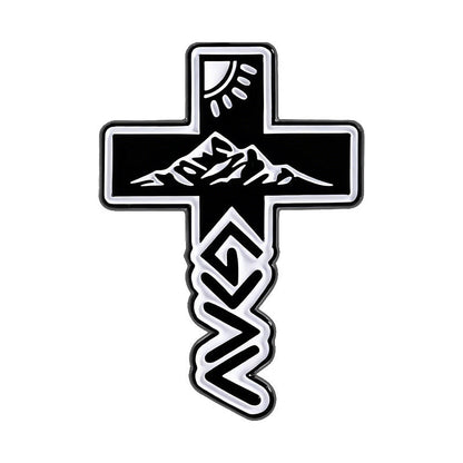 Mountain Cross Travel Enamel Pin for Backpacks  by CAVE