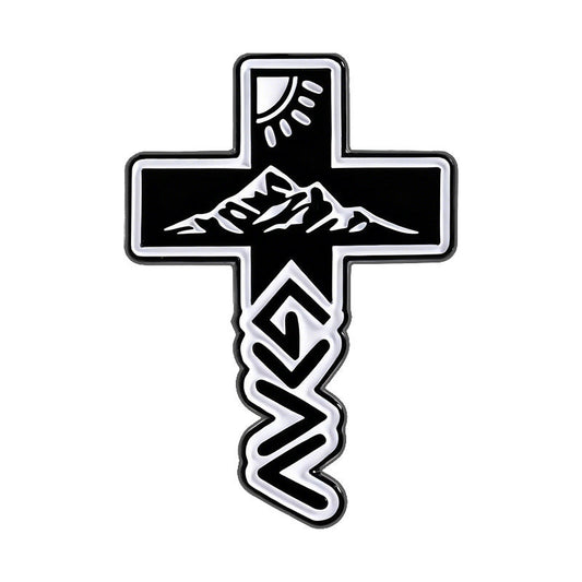 Mountain Cross Travel Enamel Pin for Backpacks  by CAVE