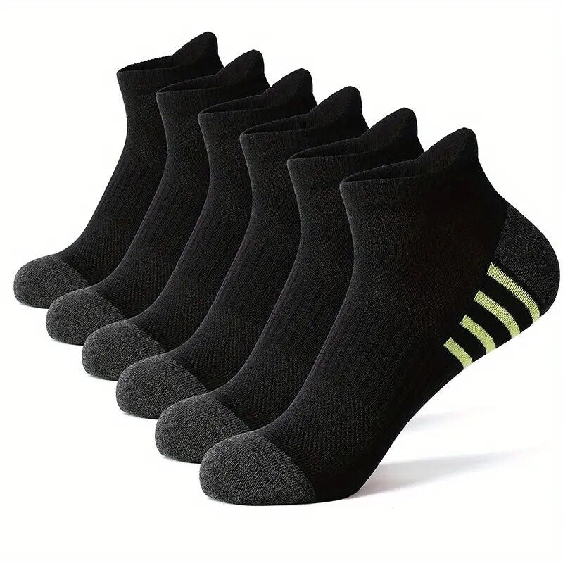 5 Pairs Pack-Men's black and white short boat socks