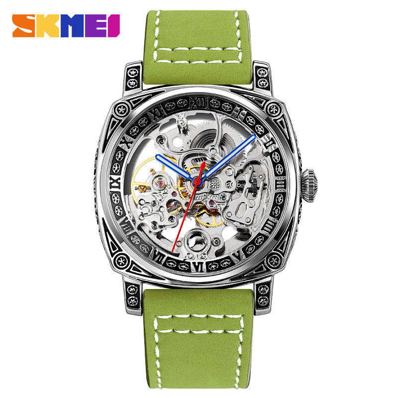 SKMEI Fashion Hollow Carved Square Men's Mechanical Watch-9271