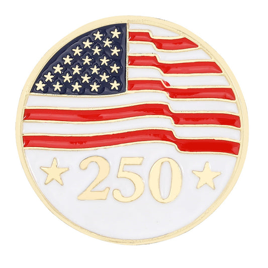 US Flag 250 Travel Enamel Pin for Backpacks  by CAVE