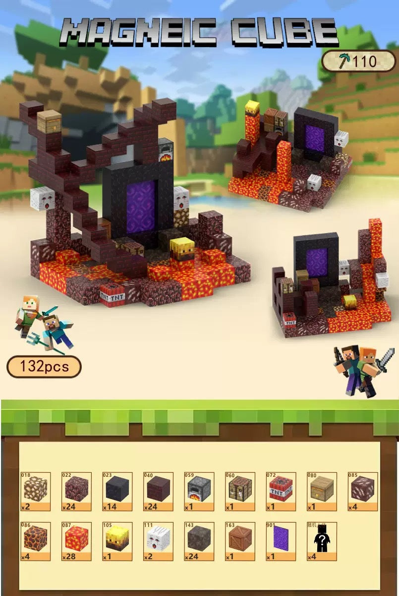 PIXEL CUBE Magnetic-[Lower Boundary Exploration]-132pcs+4dolls