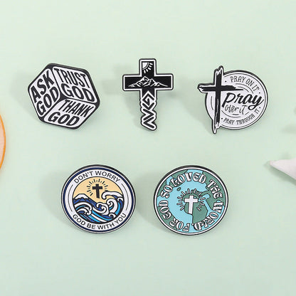 Mountain Cross Travel Enamel Pin for Backpacks  by CAVE