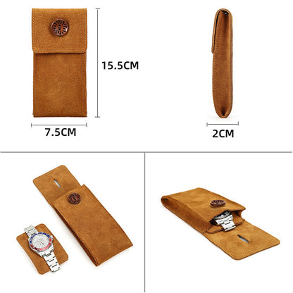 Vintage Velvet Leather Watch Bag - Handmade (Single)