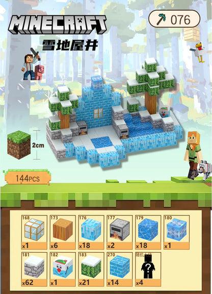 PIXEL CUBE Magnetic- [Snow Well House] -144pcs+6 dolls
