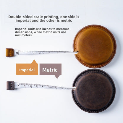 Crazy Horse leather handmade tape measure (solid color/engraved)