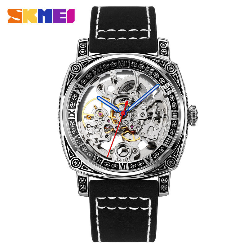 SKMEI Fashion Hollow Carved Square Men's Mechanical Watch-9271