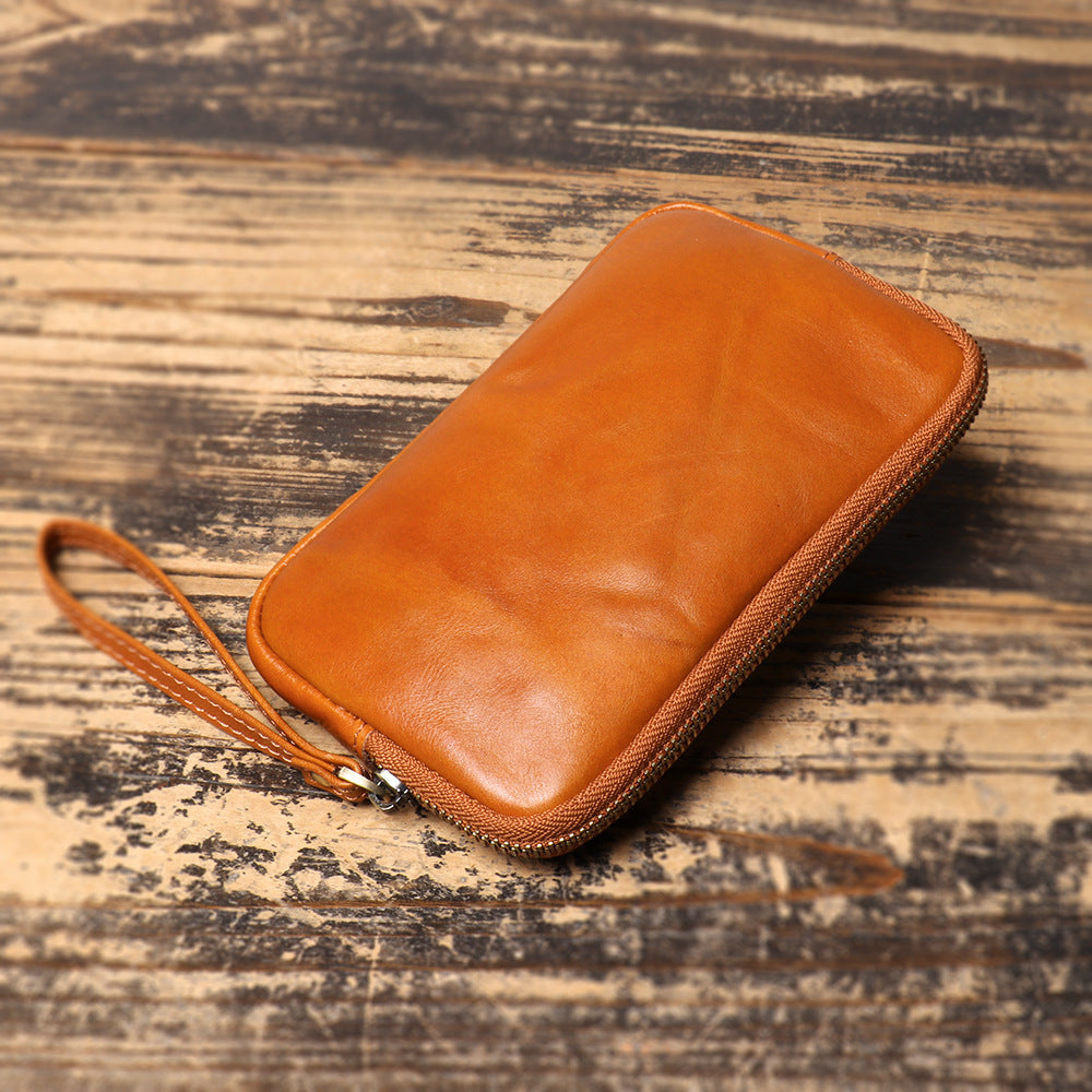Vegetable Tanned Leather - Zipper Change Bag