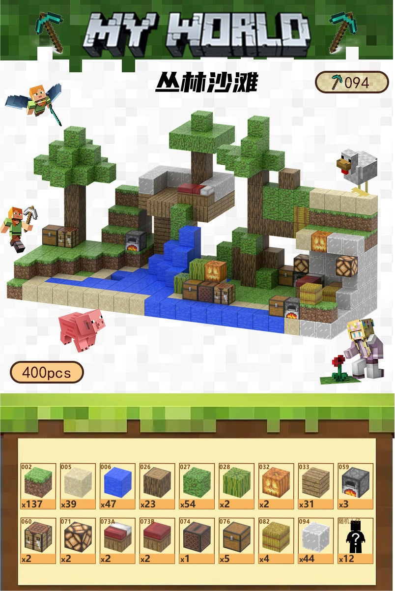 PIXEL CUBE Magnetic- [Jungle Beach] 400pcs + 12 Doll